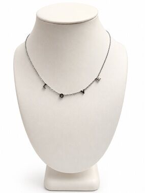 LOVE Letter Charm Necklace | Silver Tone Minimalist Dainty Necklace | Plunder